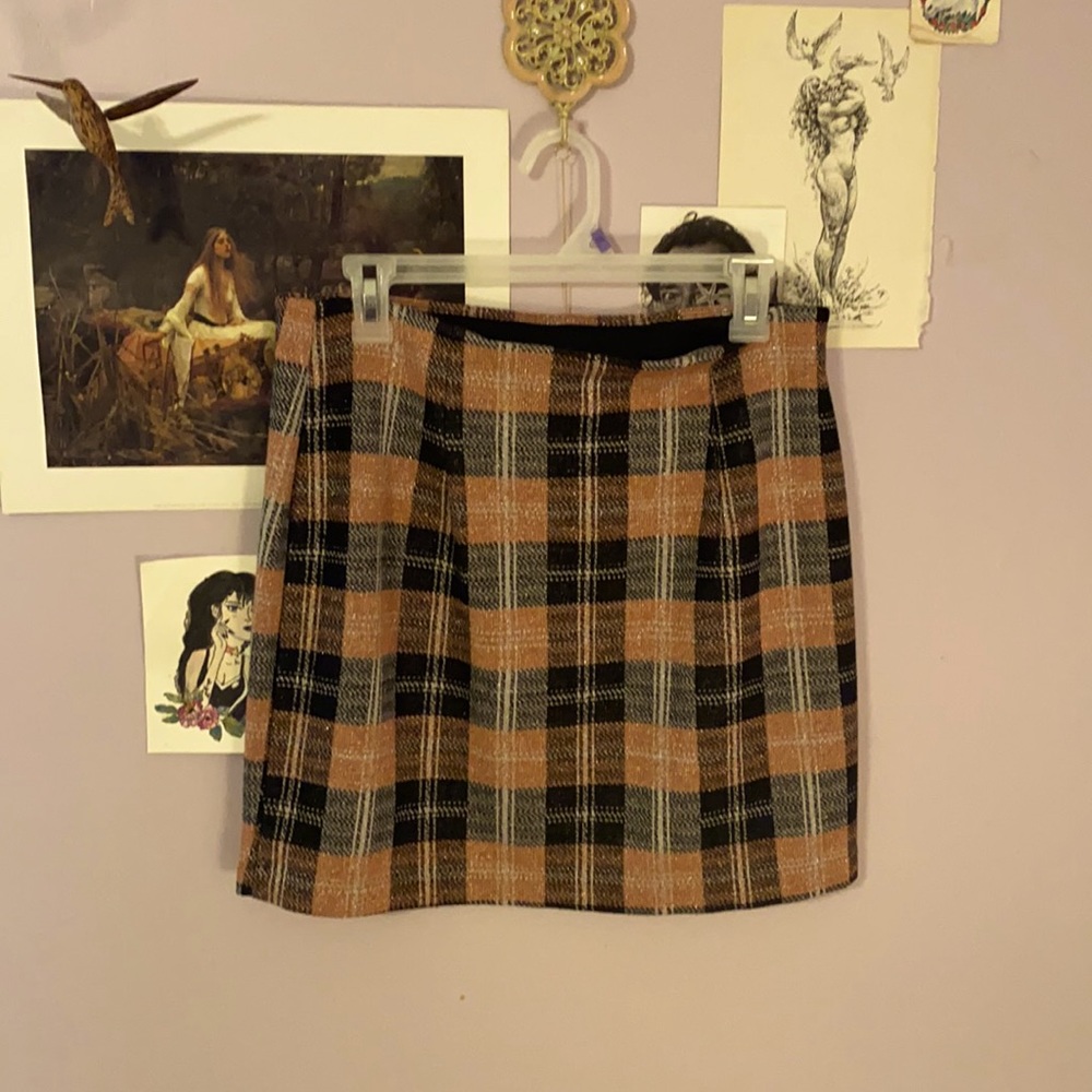 Pencil skirt, pink and black gingham, shimmery details
